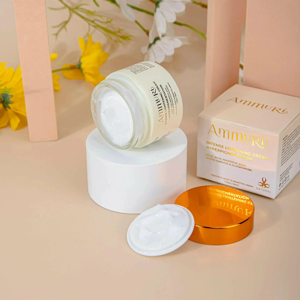 Crema aclarante intensa Ammuri: iluminadora para la zona del bikini, las axilas y las zonas sensibles (50 g)